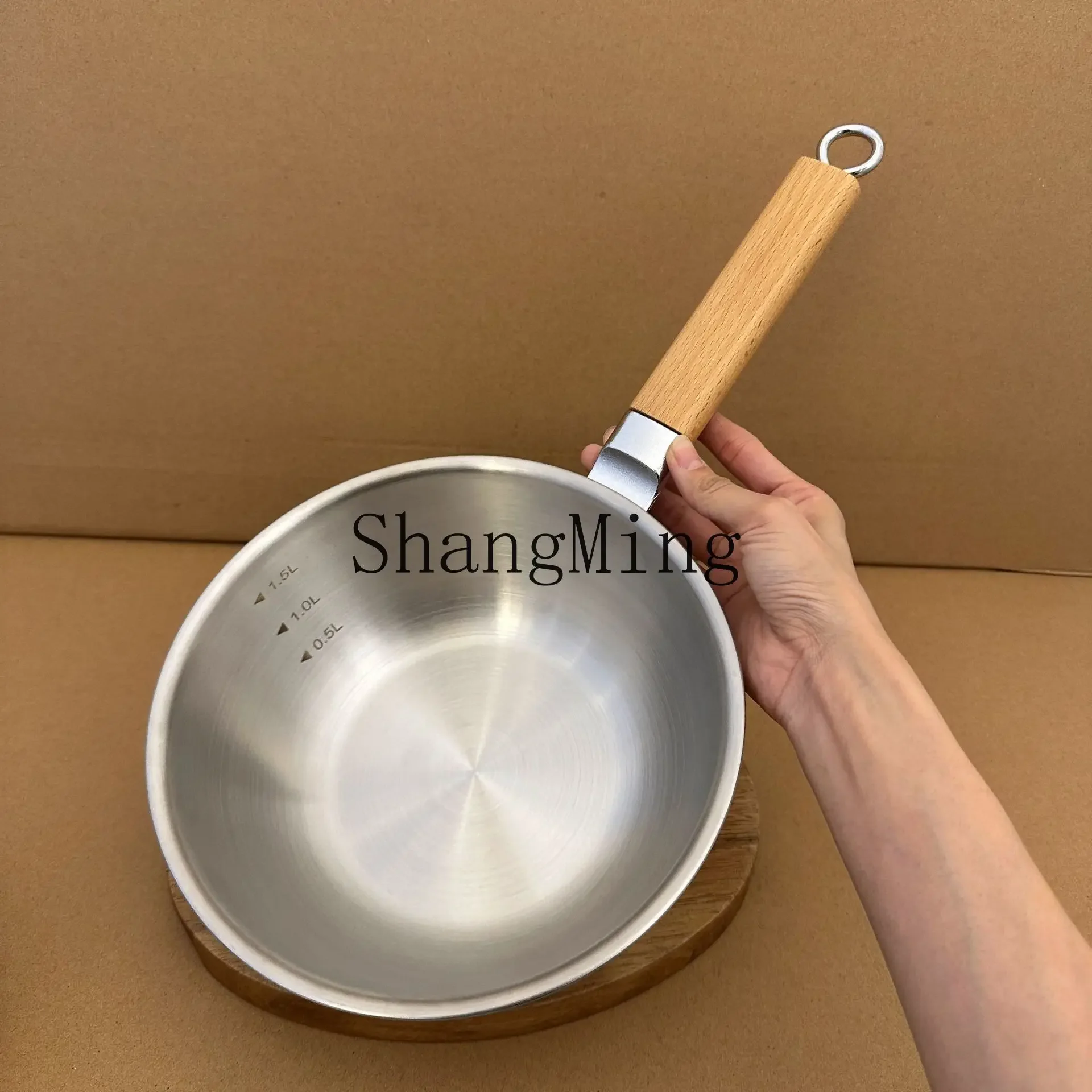

CLL stainless steel multi-function wok uncoated small wok with lid for one person