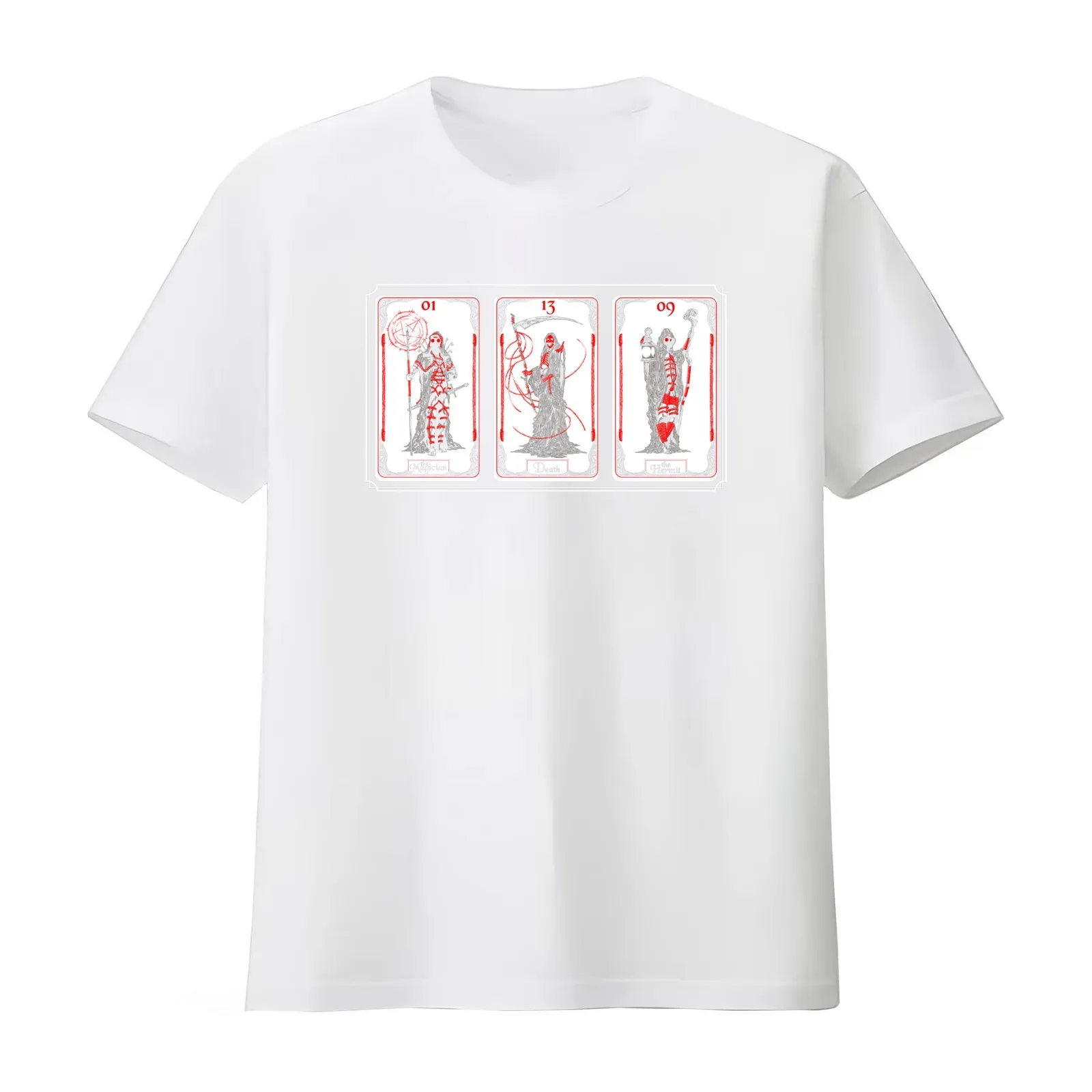 The Bound Tarot Death Magician and Hermit spread T-Shirt Summer Casual Cotton Tee Oversized Streetwear Tops 100% Cotton
