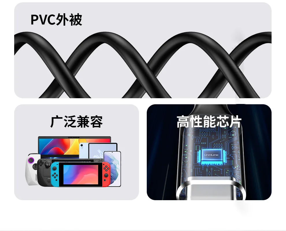 USB3.2 Kabel Gen2 USB Typ C Voll Funktionsfähig 20Gbps Übertragungsgeschwindigkeit Datenkabel 3m 2m 1m Kurz 8K 60Hz 240W Schnellladekabel – Detail 5