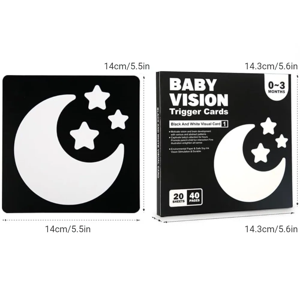 Montessori 0-12Month Baby Visual Stimulation Cards Black and White Contrast Cards Stimulate Newborn Visual Early Learning Toys