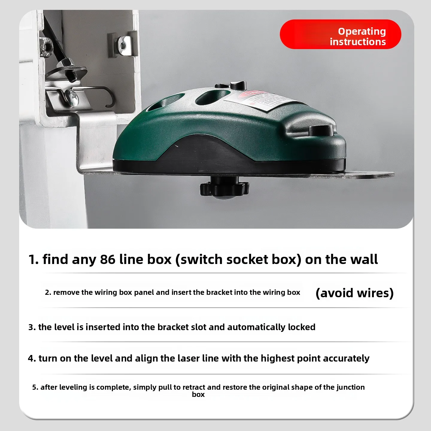 Wall-mounted Laser Level Bracket - Wireless Infrared Rangefinder Level Holder for Shelf Installation
