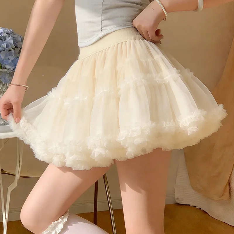 

Новая мини-юбка в стиле балеткор Весна 2026: Элегантная многоярусная фатиновая юбка-пачка с высокой талией в готическом стиле