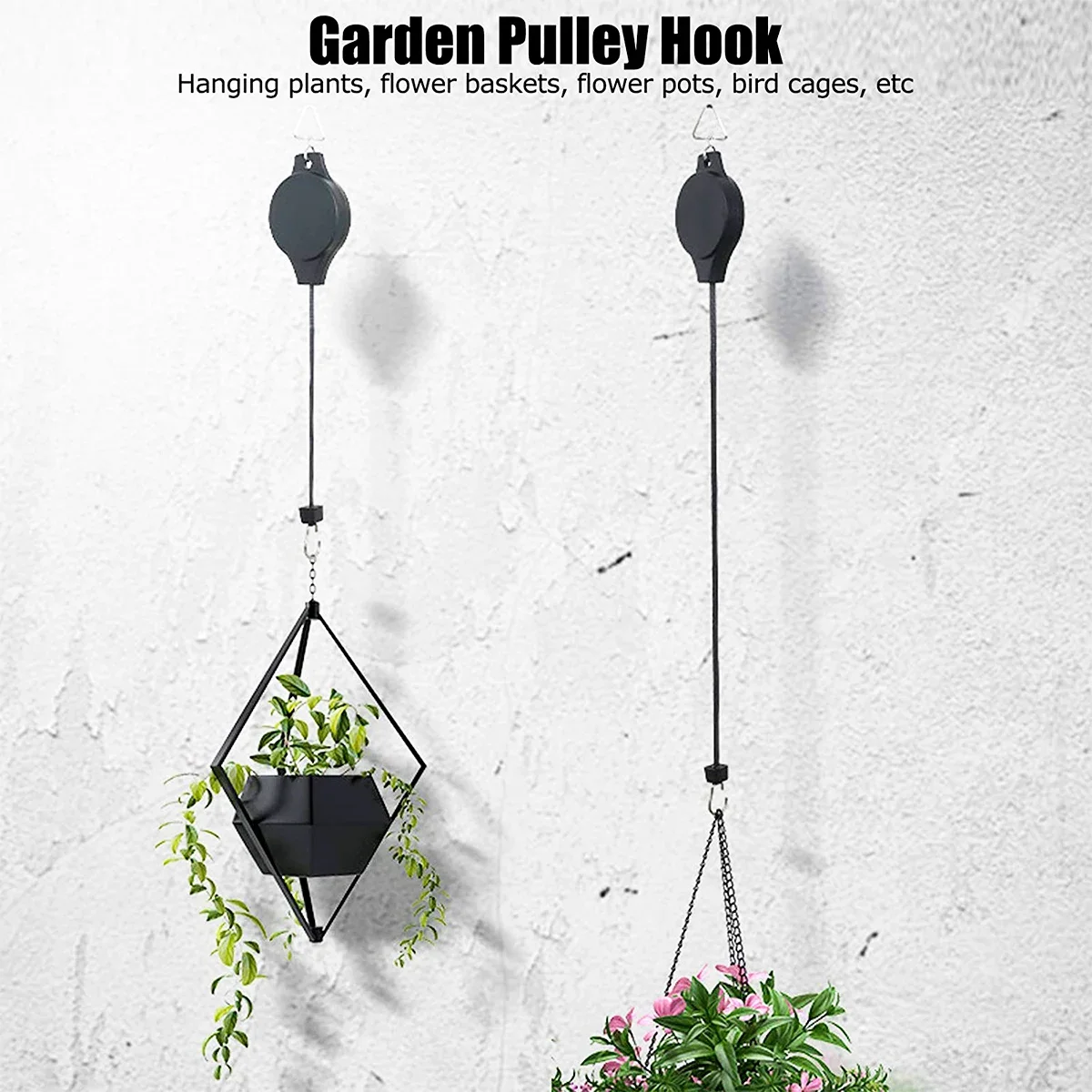 1/5 PCS Plant Pulley Retractable Plant Hanger Hanging Flower Basket Hook for Garden Baskets Pots Birds Feeder Adjustable Height