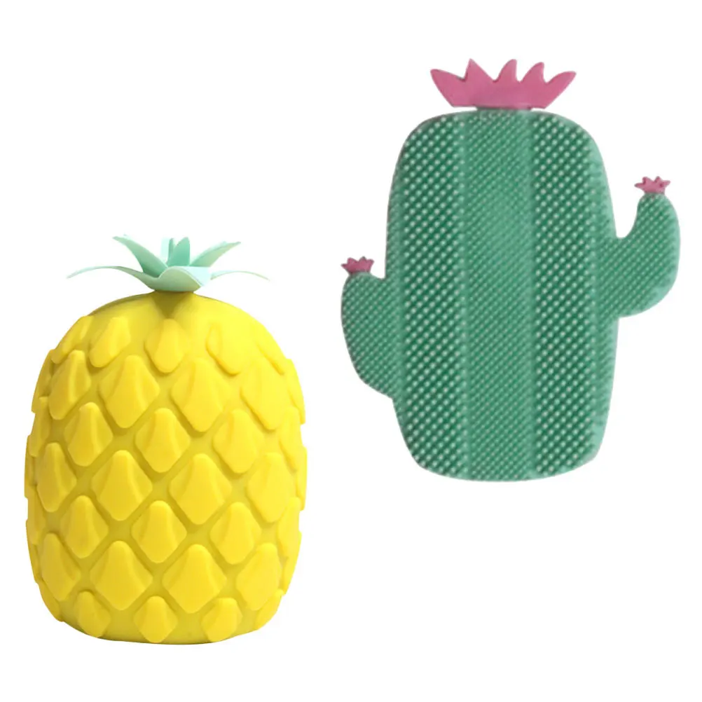 

2Pcs Silicone Body Wash Brush Pineapple Shape Shower Scrubber Soft Bristles for Baby Pool Massage and Family Bath