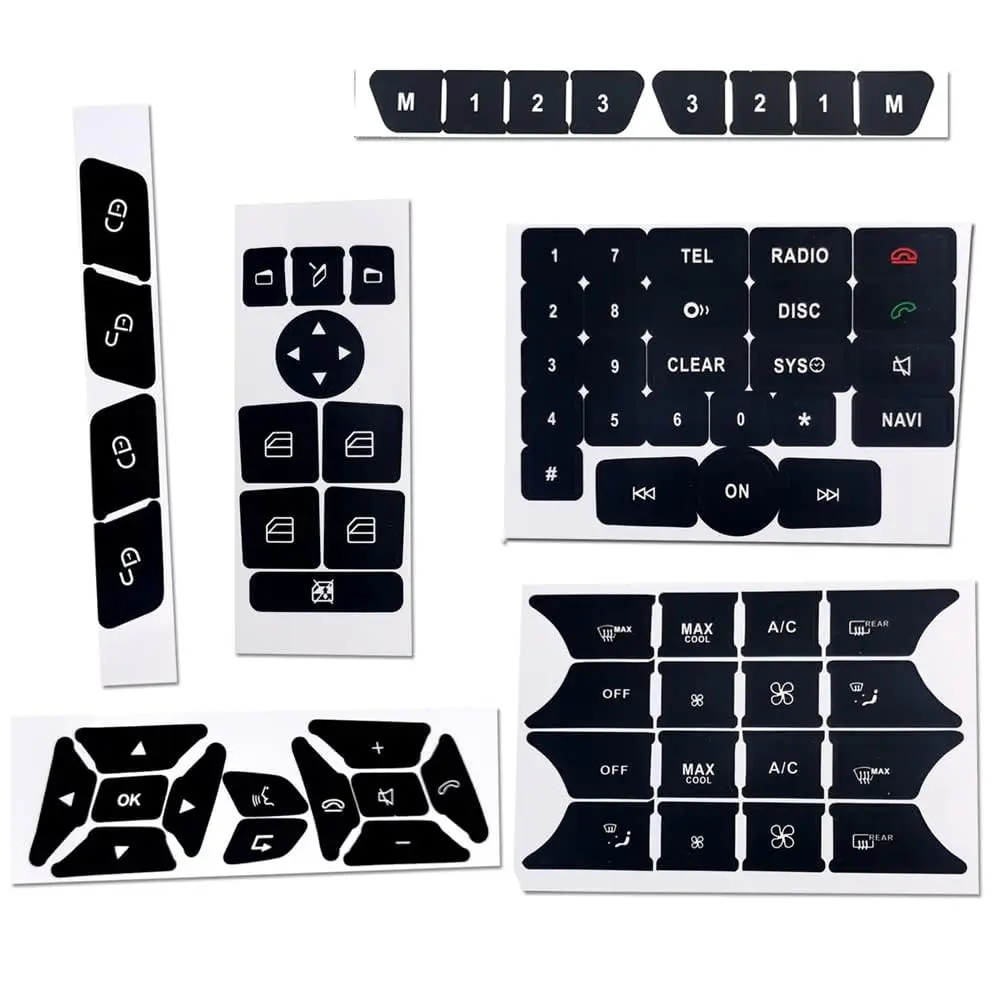 Matte Black Steering A/C Window Buttons Repair Decals Stickers