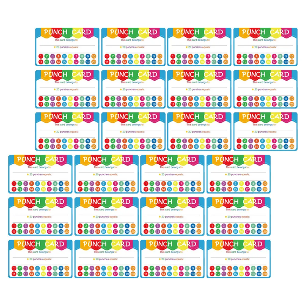 

50 Pcs Reward Punch Cards for Kids Creative Classroom Cartoon Encouraging Paper Loyalty Cards Multi Functional Use