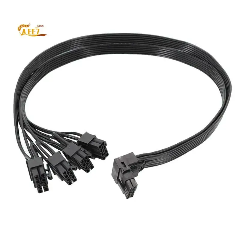 AEE7-1 PCS 4XCPU 8Pin To 16Pin Male Graphics Video Card PCI-E 5.0 12VHPWR RTX4090 Elbow Adapter Cable Black