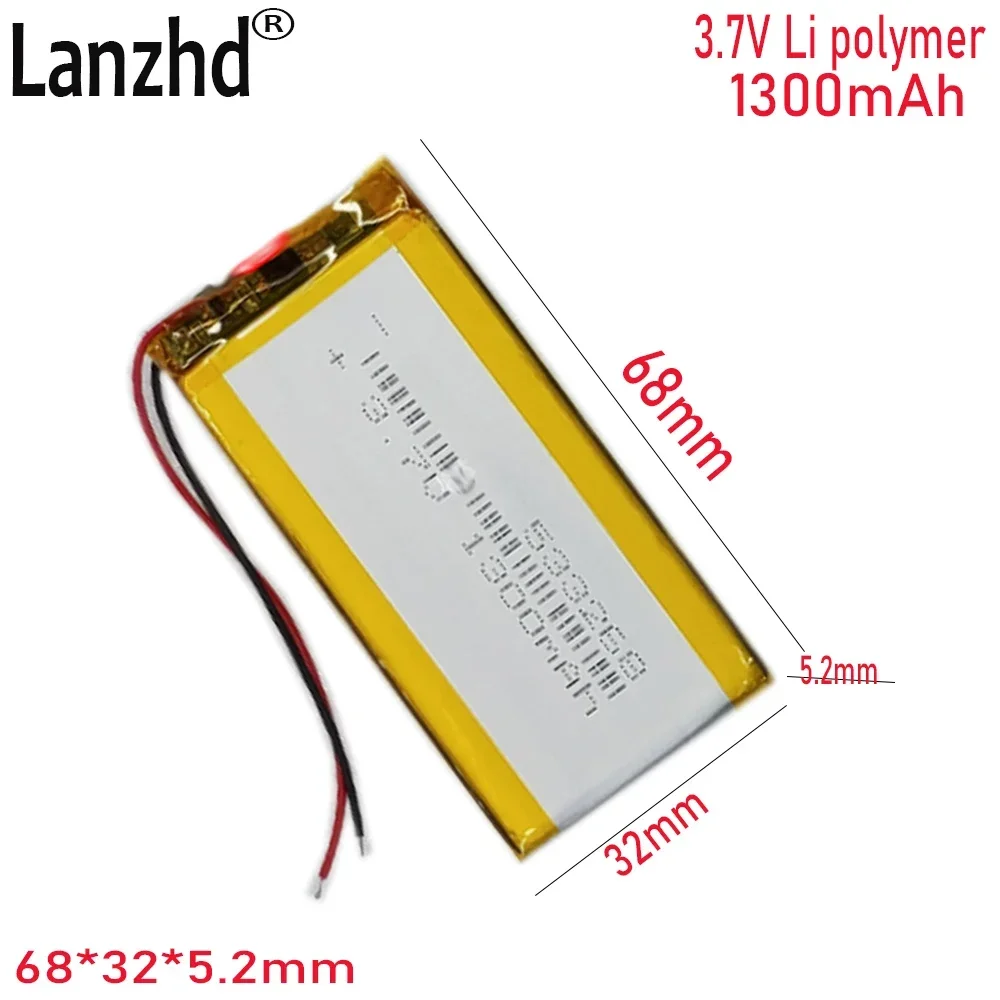 

1-12PCS 3.7V Li polymer 1300mAh 533268 503570 For navigator car recorder Bluetooth card speaker battery