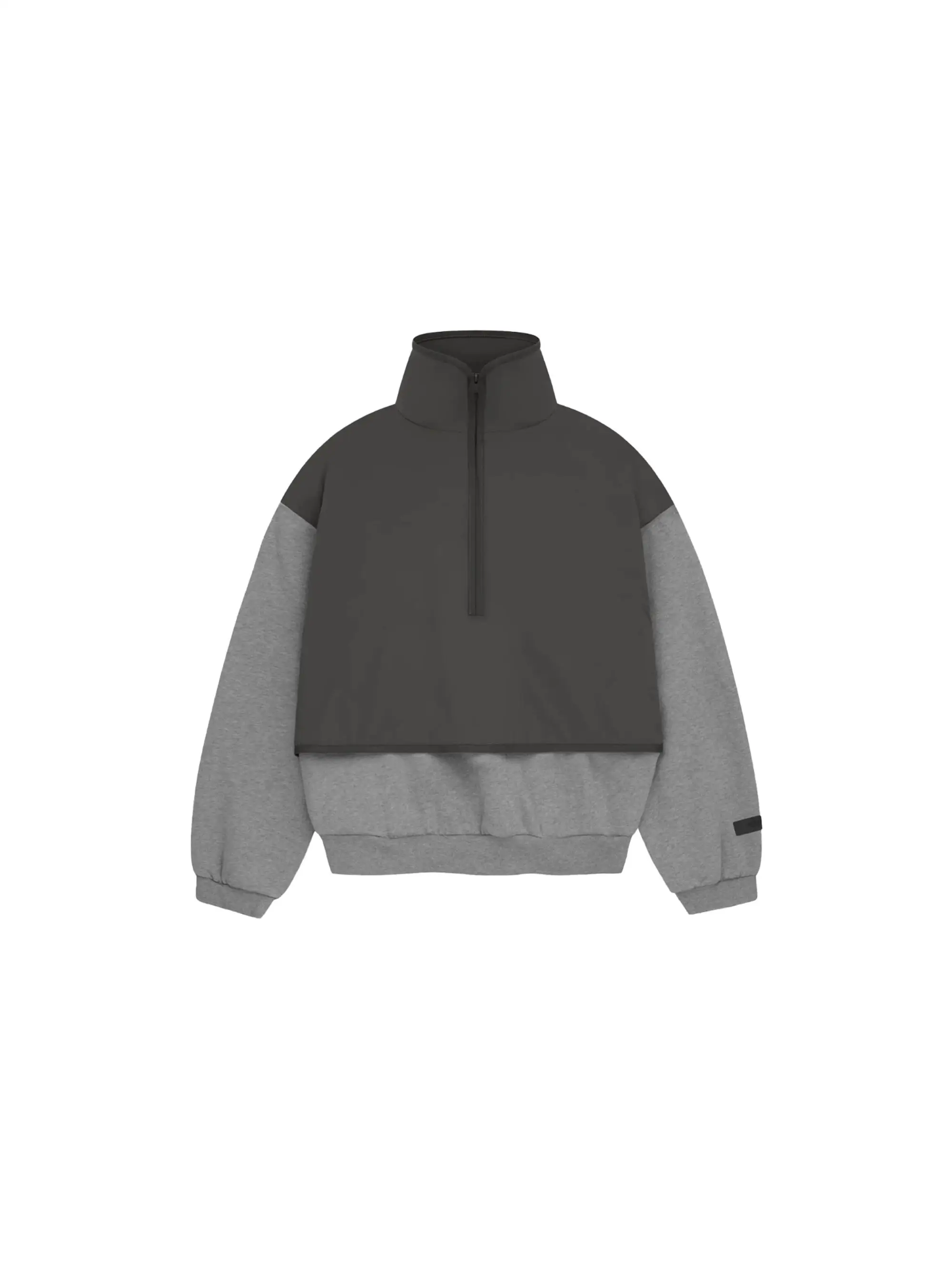 Fear of God Essentials 24 New Two-Tone Patchwork Pullover Half Zipper Trendy Long sleeve Hoodie 