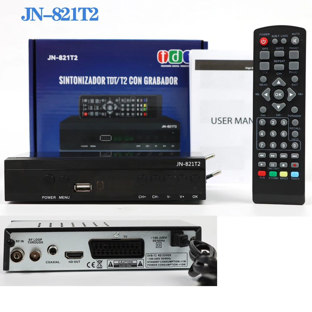 Spain TDT HD DVB-T2 Hevc/H265 Tv Receiver Compatilbe With DVB-T/MPEG-4/H.264 Dvb T2 Tuner HDMI-Compatible+Scart Output