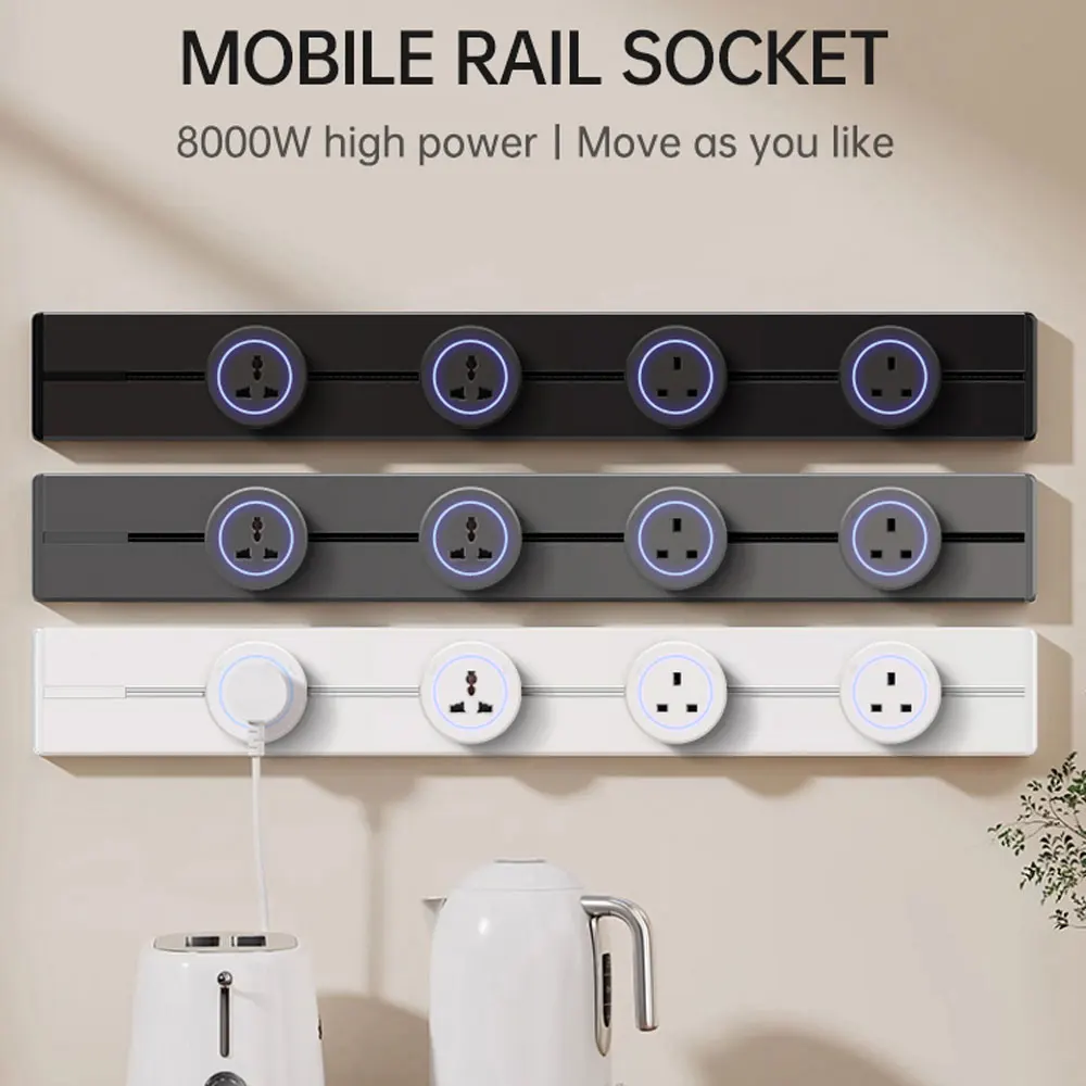 

Track socket EU UK fr Korea standard home kitchen bathroom office Wall electric sockets plugs adapters White BlackWall Power