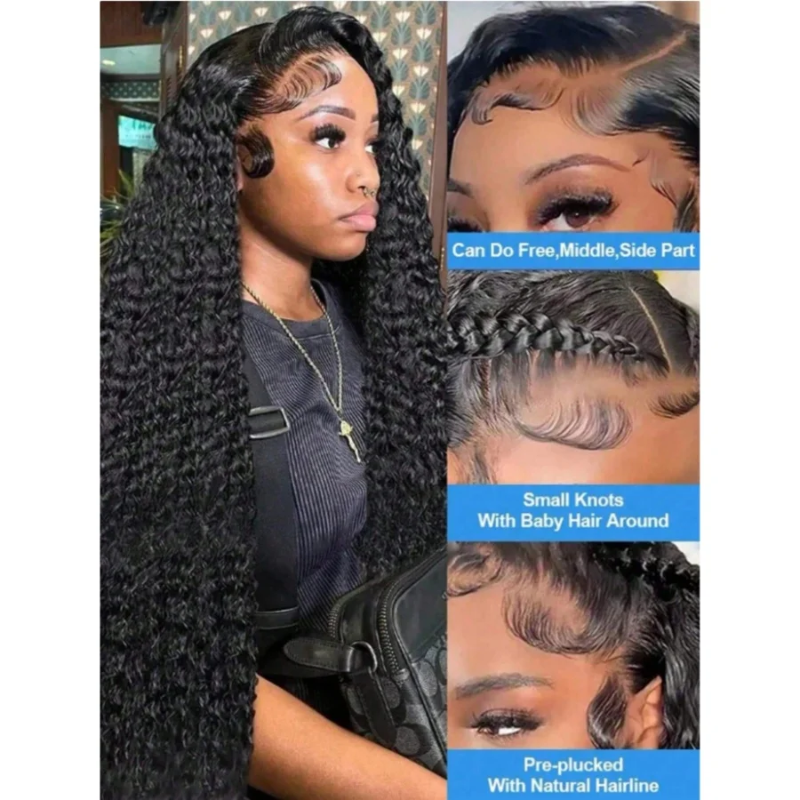 مجعد الدانتيل الباروكة الأمامية الدانتيل الشفاف الباروكات 13x4 13x6 عميق شعر بشري مجعد شعر مستعار 40 بوصة 200% قبل قطعها مع شعر الطفل