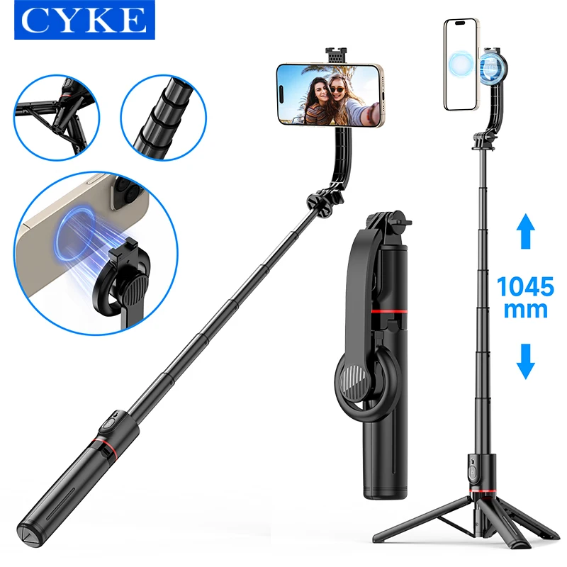 

CYKE Magnetic Selfie Stick Tripod with Remote for Smartphone Mobile Phone Stand for iPhone 14 13 12 Pro Max For Cellphone L20