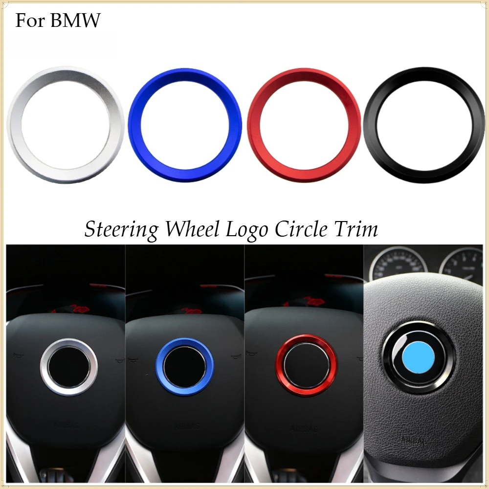 Aluminium-Legierung Lenkrad-Logo-Ringabdeckung für BMW 1 2 3 5 Serie 2011-2023 Innenraum-Zubehör