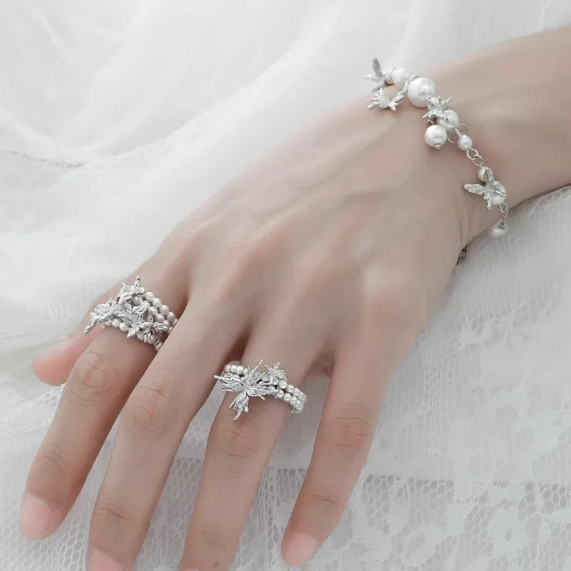 

925 Silver Jewelry Bubble Butterfly Ring Woman Rings Original High End Cold Style Open Finger Ring Non Fading Fashion Jewelry