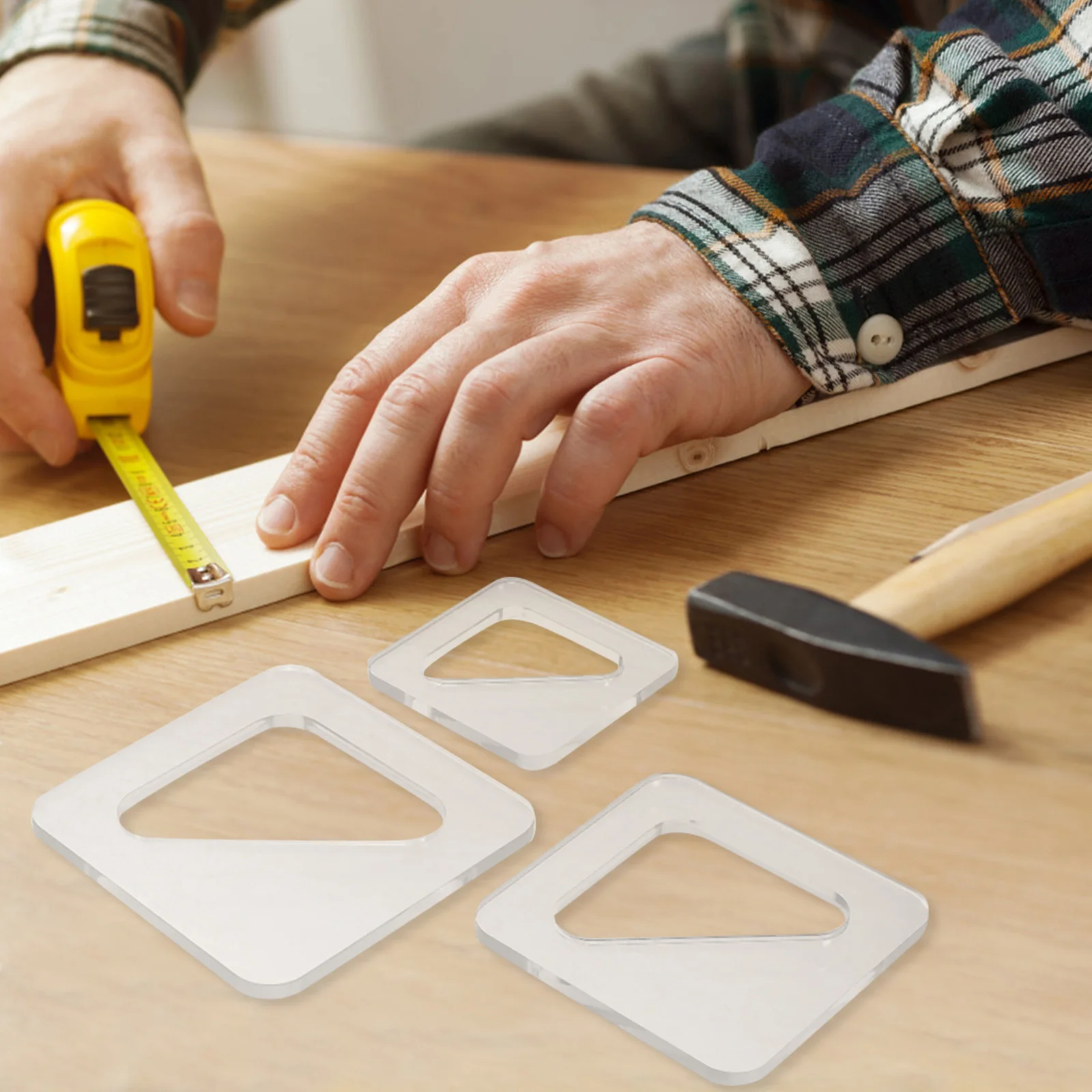 

4Pcs Acrylic Charcuterie Board Handle Template Cutting Board Stencil Woodworking Template Kitchen Tool Clear Reusable