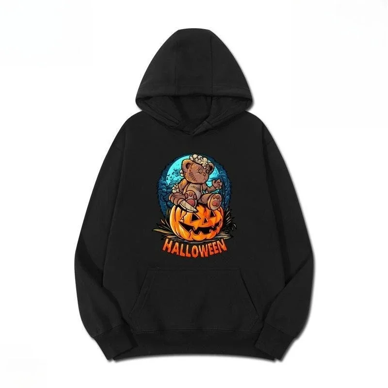 هالوين الجمجمة شيطان اليقطين سترة كبيرة الحجم الرجال والنساء شخصية ارتداء الخريف والشتاء زوجين الدافئة مريحة هوديي