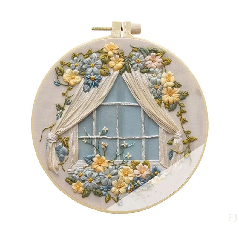 [YU] bricolage Kit de broderie couture motif imprimé pour débutant motif de fleur point de croix ensemble couture à la main artisanat décor à la maison