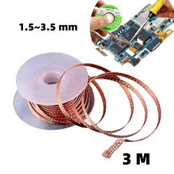 Desoldering Mesh Braid Tape, Cobre Welding Point, Solda Remover Fio, Solda Wick, Tin Lead Cord, Flux para solda, 1-3.5mm