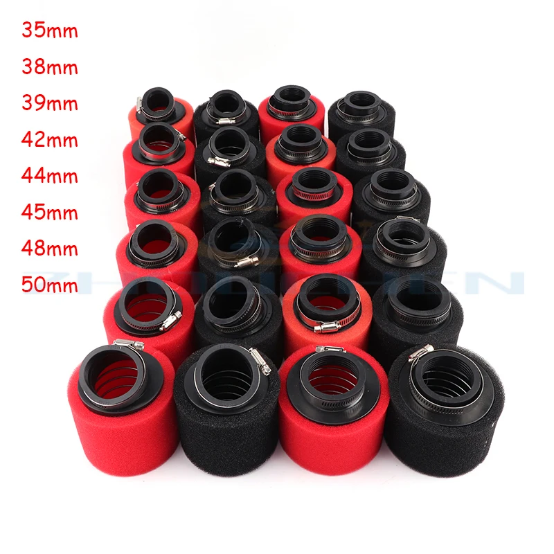 35mm 38mm 42mm 45mm 48mm Bend Elbow Neck Foam Air Filter Sponge Cleaner Moped Scooter Dirt Pit Bike Motorcycle RED Kayo BSE