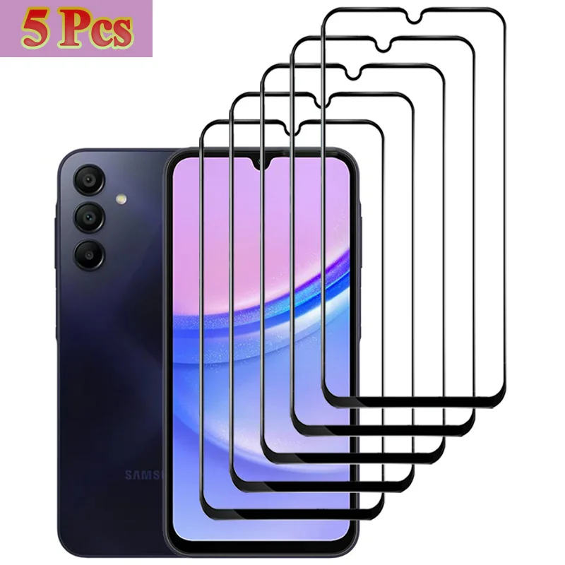 

5 Pcs, 9D Glass for Samsung A15 4G/5G Tempered Glass Samsung Galaxy A15 5G Screen Protector Samsung A 15 Glass A15 5G