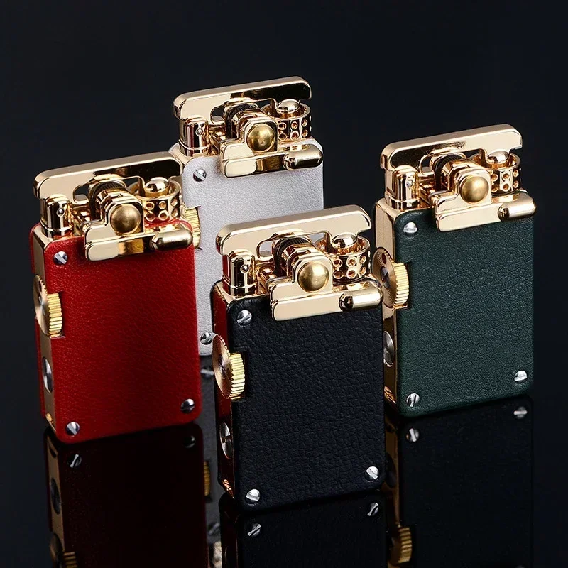 CHIEF Creative Flint Warehouse Retro Windproof Lighter Metal Leather Rocker Kerosene Lighter High-end Smoking Gadget