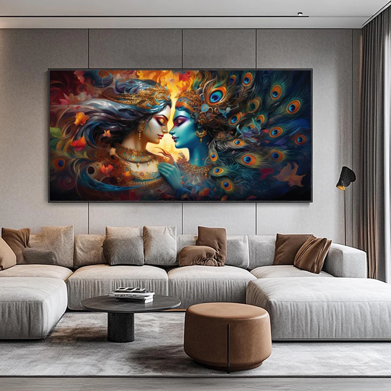 One Piece Abstract Radha Krishna Posters and Prints Wall Art Picture for Living Room Modern Home Decor Canvas Painting No Frame