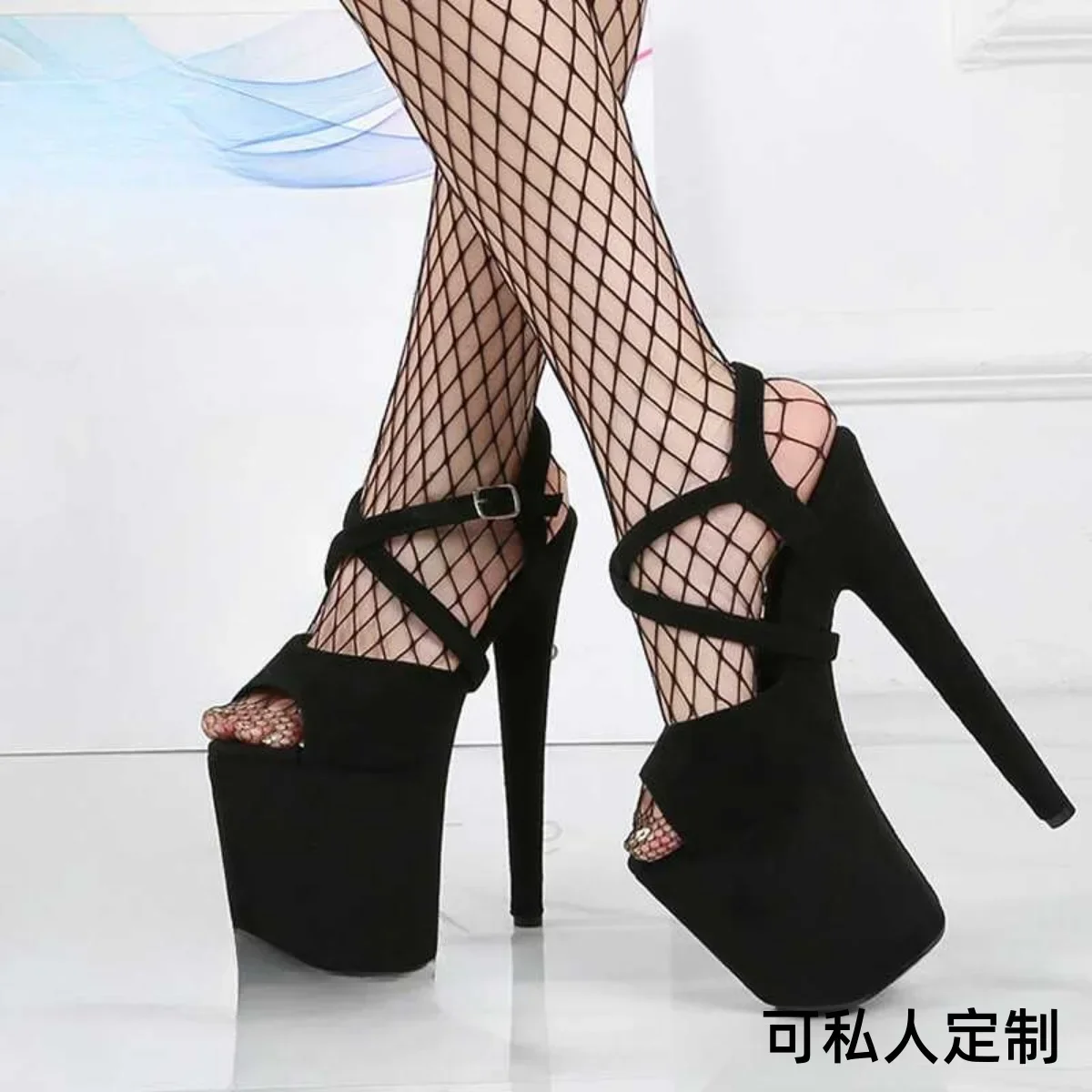 

Sexy performance super high heel 20cm suede pole dance shoes waterproof catwalk sandals