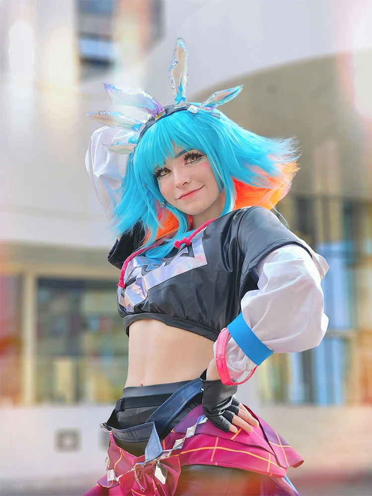 ROLECOS-LOL Neeko Cosplay para Mulher, Fantasia de Neeko, Conjunto Completo com Caudas, Fato de Halloween, Super Fan, KDA