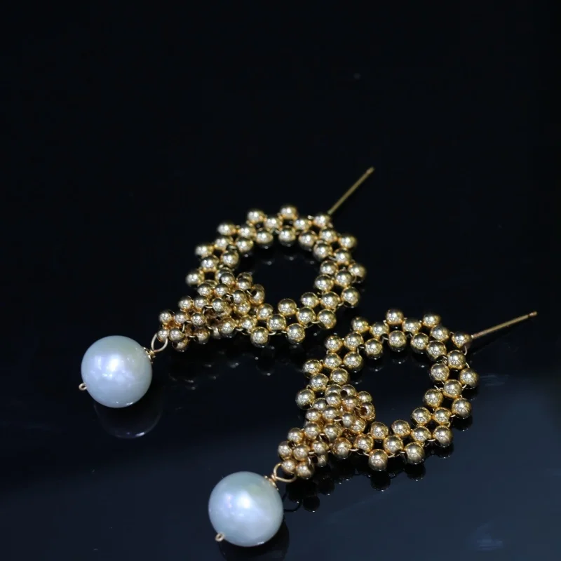 

SGARIT Pearl Tassel Chain Drop Dangle 14K Gold Filled Earrings Fashion Charm Natural Freshwater Jewelry Women Party