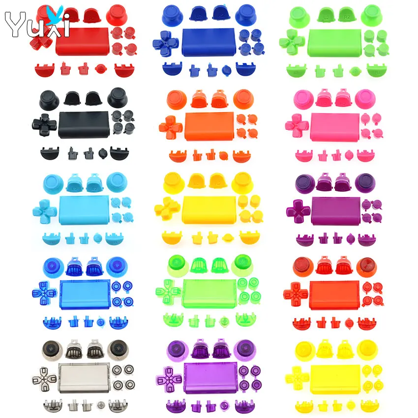 YuXi Full Set R2 L2 R1 L1 Dpad Direction Key Touchpad ABXY Buttons Joystick Cover For PS4 Pro Slim JDS 040 050 055 Controller