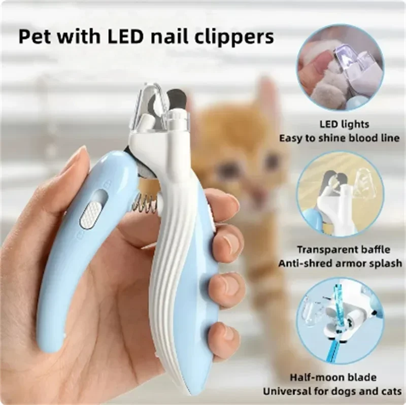 Professional Pet Nail Clippers with Led Light Pet Claw Grooming Scissors for Dogs Cats Small Animals Paw Nail Trimmer Pet Supply