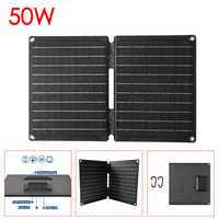 50W Folding Solar Panel Portable ETFE Solar Charger Cells Type-C/USB 5V Output for Outdoor Camping Hiking Phone Charging