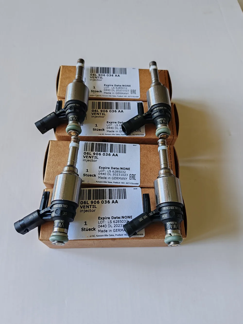 4Pcs Genuine NEW OEM Fuel Injectors 06L906036K 06L906036AA for VW Audi Porsche Seat Skoda 2.0L TFSI 06L906036AD 06G906036J