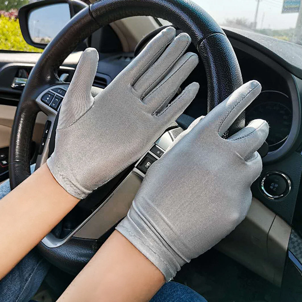 

Dance Women Elastic Pure Color Thin Spandex Etiquette Gloves Anti-UV Sun Protection Driving Gloves