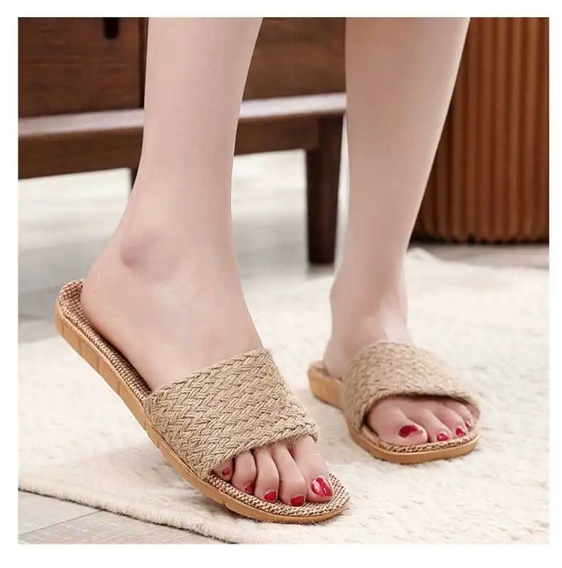 Neue Leinen-Hausschuhe für Damen, Rutschfeste Indoor-Sommer-Bodenschuhe für Paare, Herrenschuhe – Detail 14