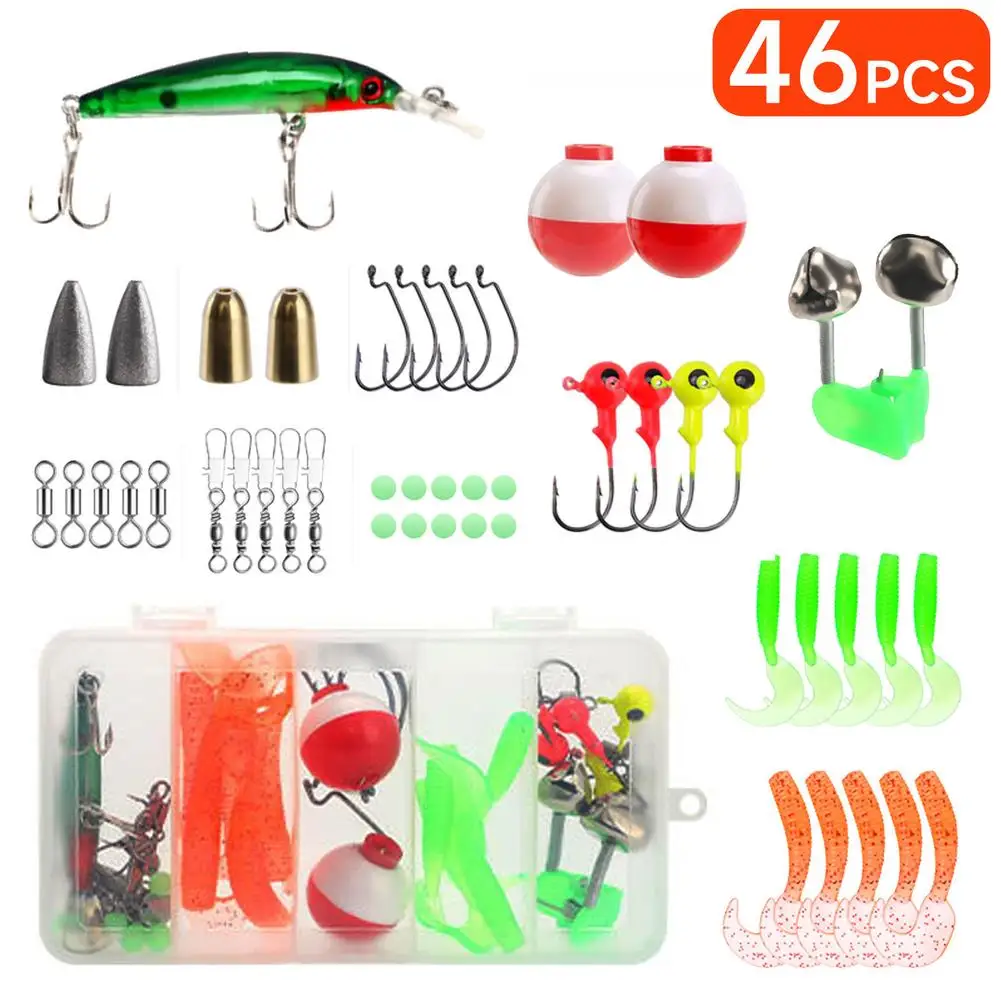 Fishing Accessories 46pcs Fishing Lures Baits Tackle Kit With Storage Box Suitable For Freshwater Saltwater