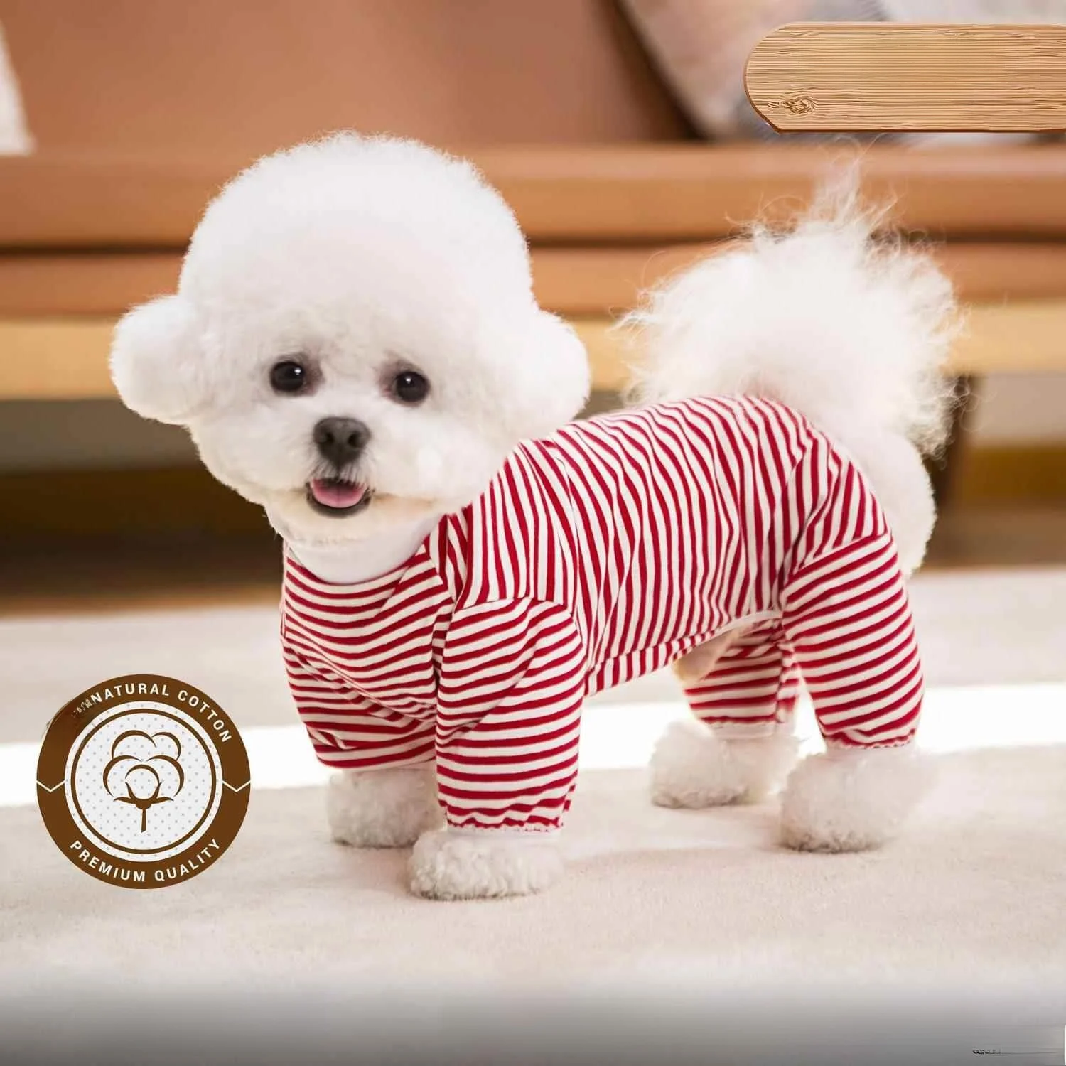 

Одежда для домашних животных из чистого хлопка в полоску для собак мелких и средних пород, весна-лето, милая одежда для собак пород тедди и бишон