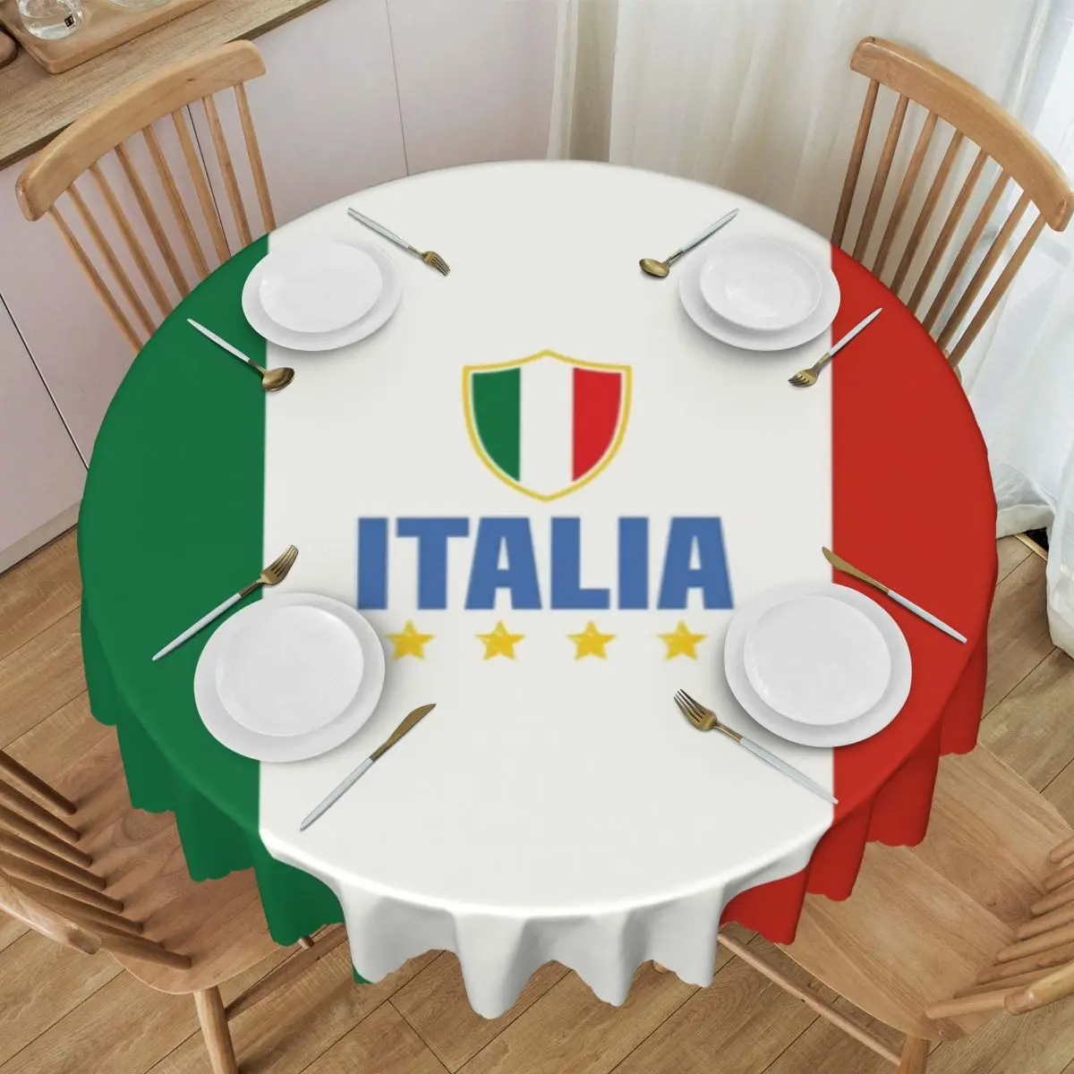 Flag Of Italy Tablecloth Round Waterproof Table Cloth Cover for Banquet 60 inch