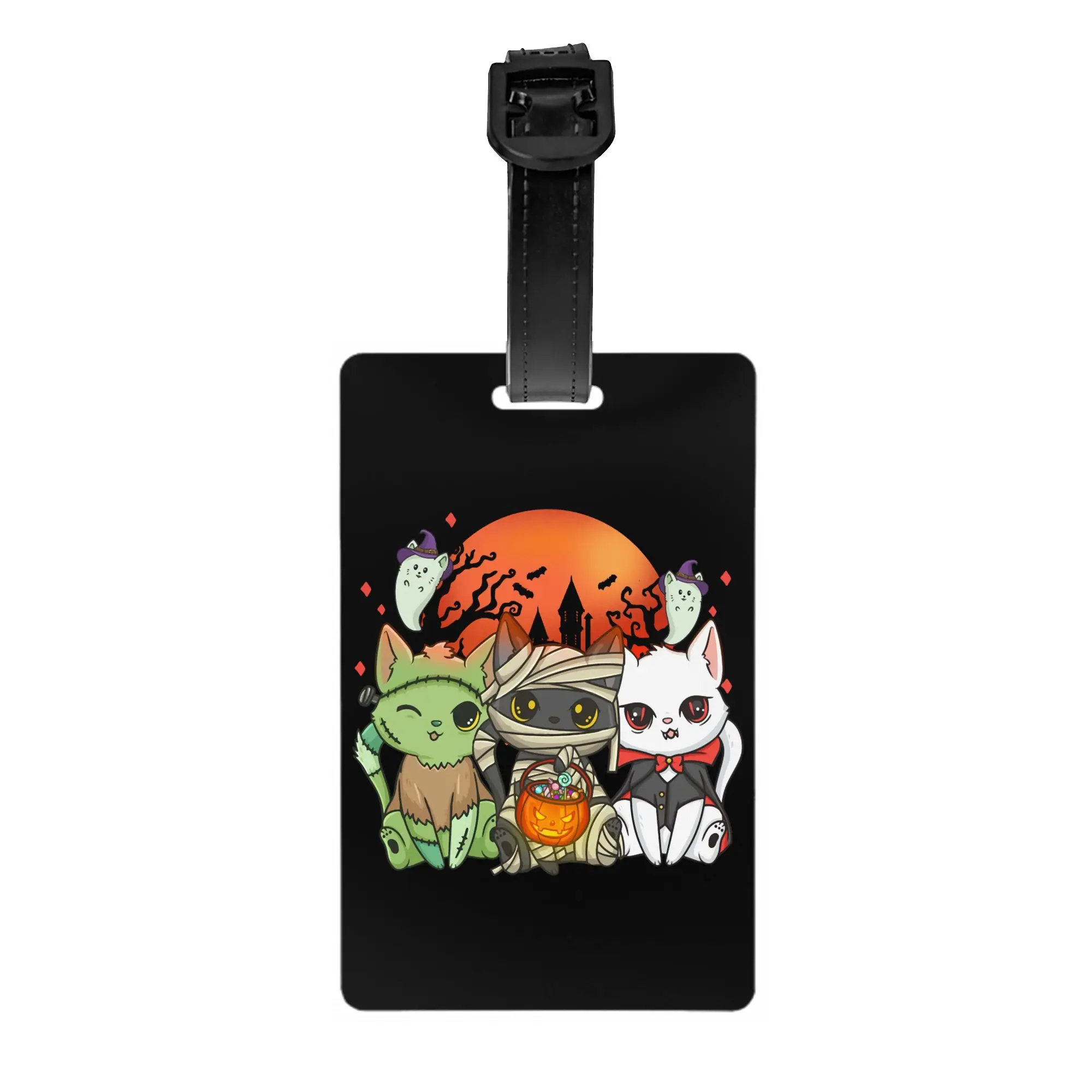 Halloween Cat Luggage Tag Custom  Baggage Tags Privacy Cover Name ID Card