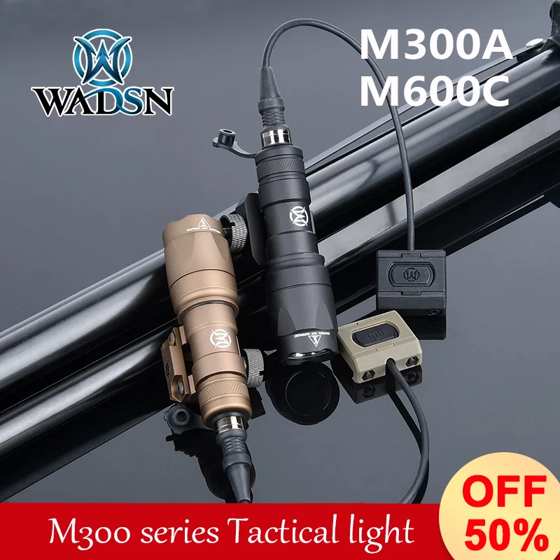 WADSN SF M300 M600 M300A M600C Flashlight 400lm/600lm White LED Light Fit 20mm Rail Hunting Weapon Airsoft Accessories ﻿