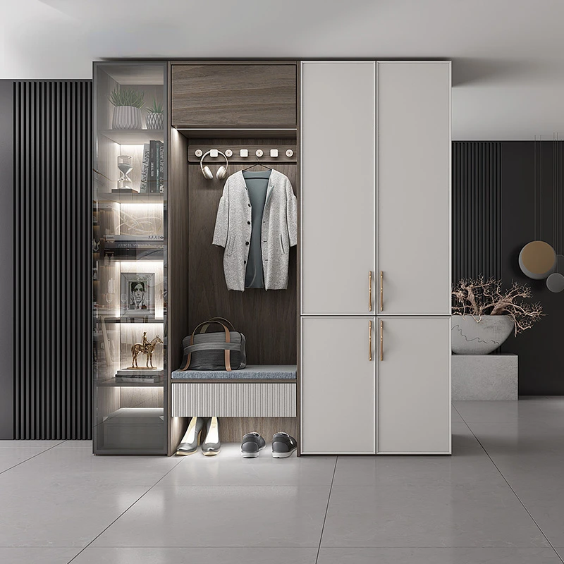 Customized integrated wardrobe, solid wood E0, environmentally friendly bedroom furniture