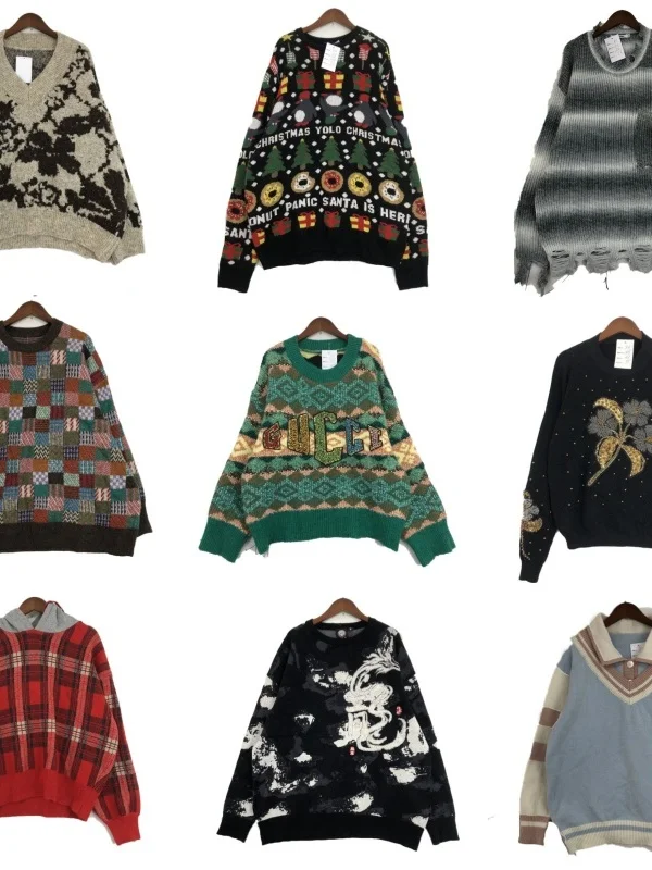 

Винтажный женский шерстяной вязаный свитер, зимний теплый Fce Netie с мультяшной вышивкой Street Sle, прямой крой, длинный све