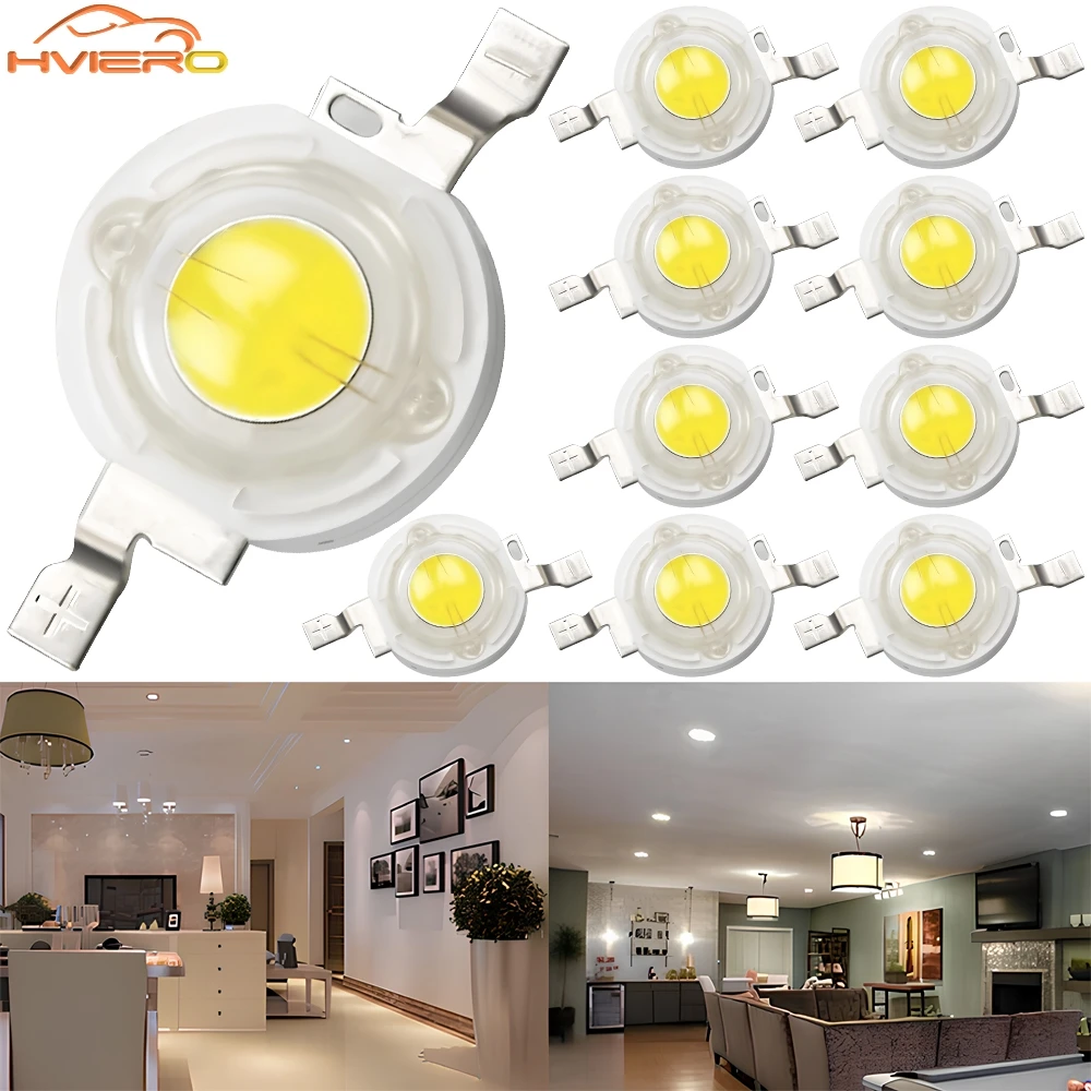 10Pcs DC 3V 3W High Power Light-Emitting Diode LEDs Chip SMD Lights Bead Emitter White Red Green Blue Yellow Bulb Diodes Lamps