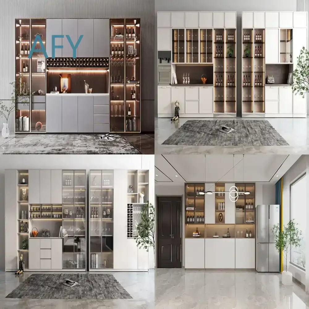 Hot Selling Eco Friendly Durable Customized Solid Oak Wood Modern Wine Cabinet for Luxury Apartment Villa Living Room for