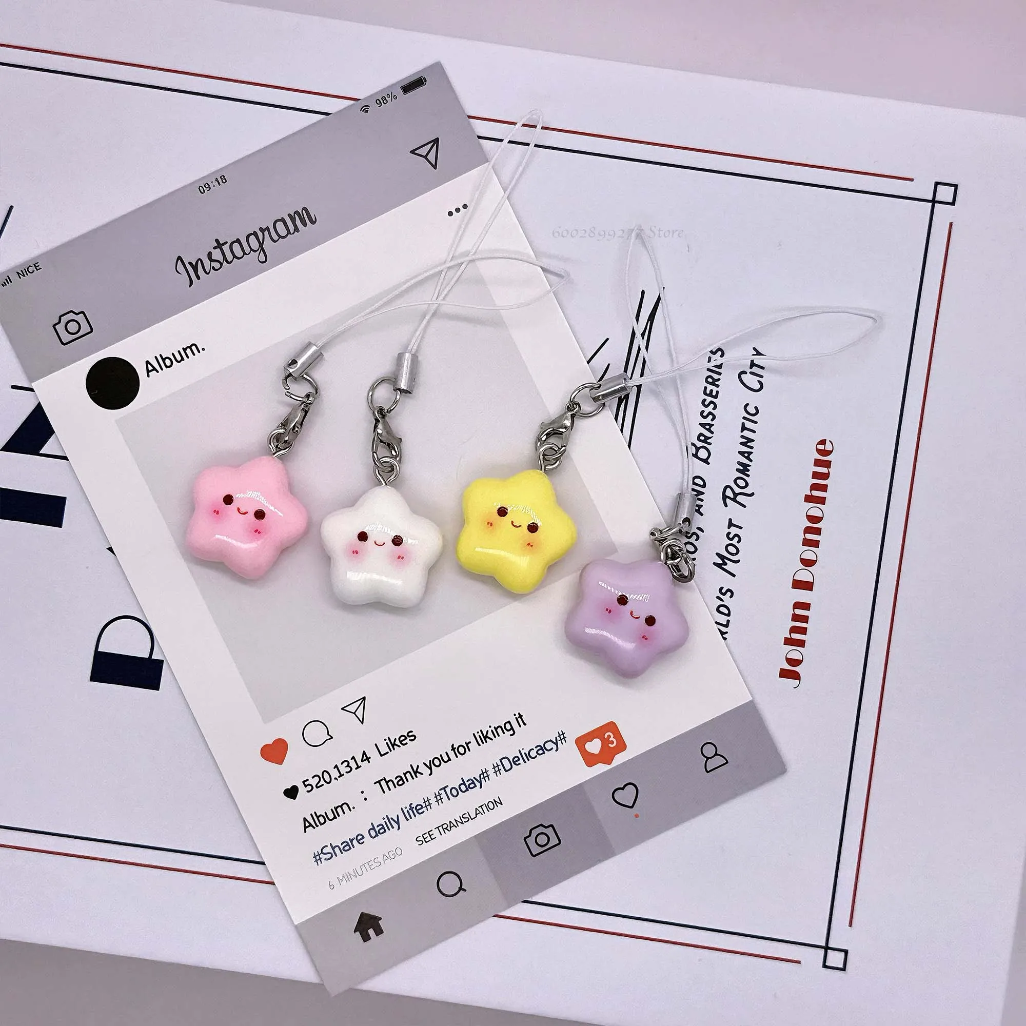 

Smiling Star Phone Strap Cartoon Blush Five-pointed Star Sweet Keychain Bag Charm Best Friend's Backpack Accessory Gift