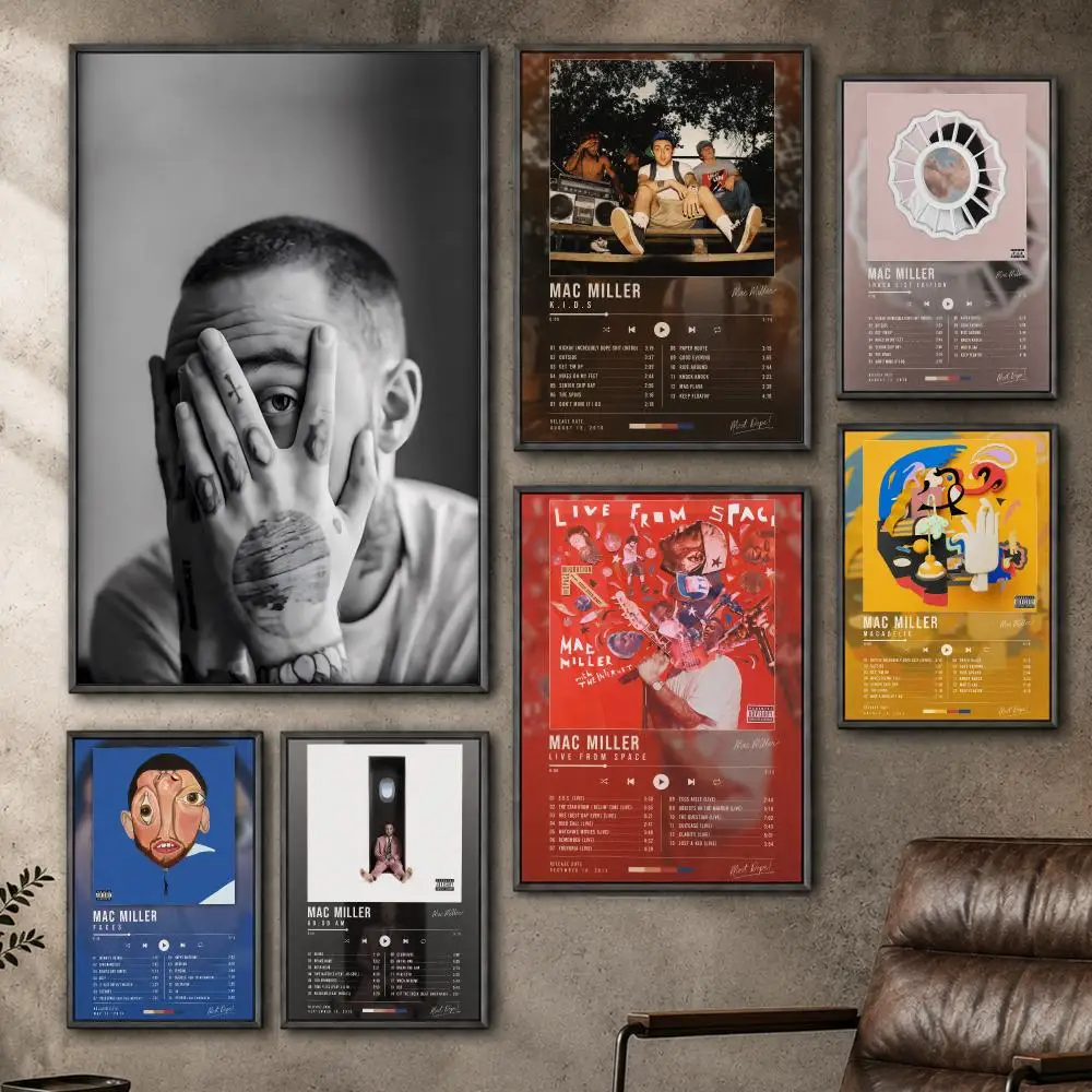 Music Mac Miller Rapper Hip Hop Album Poster  PP Self Adhesive Home Garage Dorm Bar Wall Decor Aesthetic Retro Gift