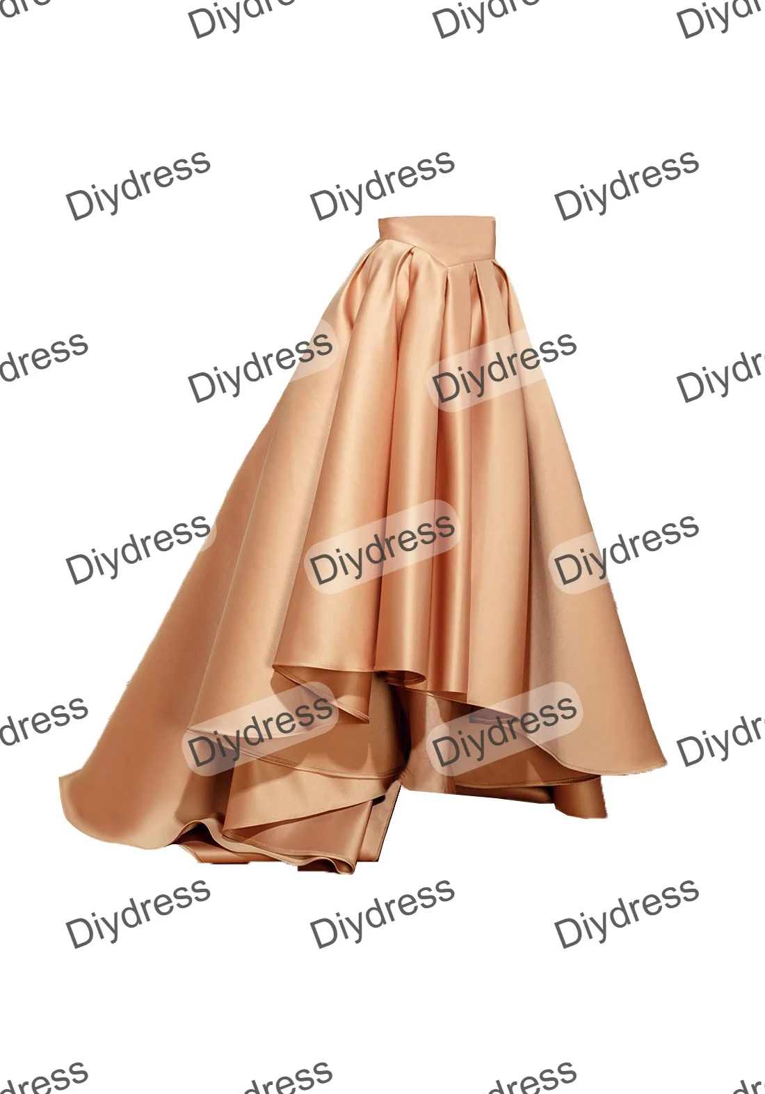 Women's High Low Elegant Prom Party Skirt A-Line Pleated Front Short Back Long Satin Skirt With Pockets For Evening Gown
