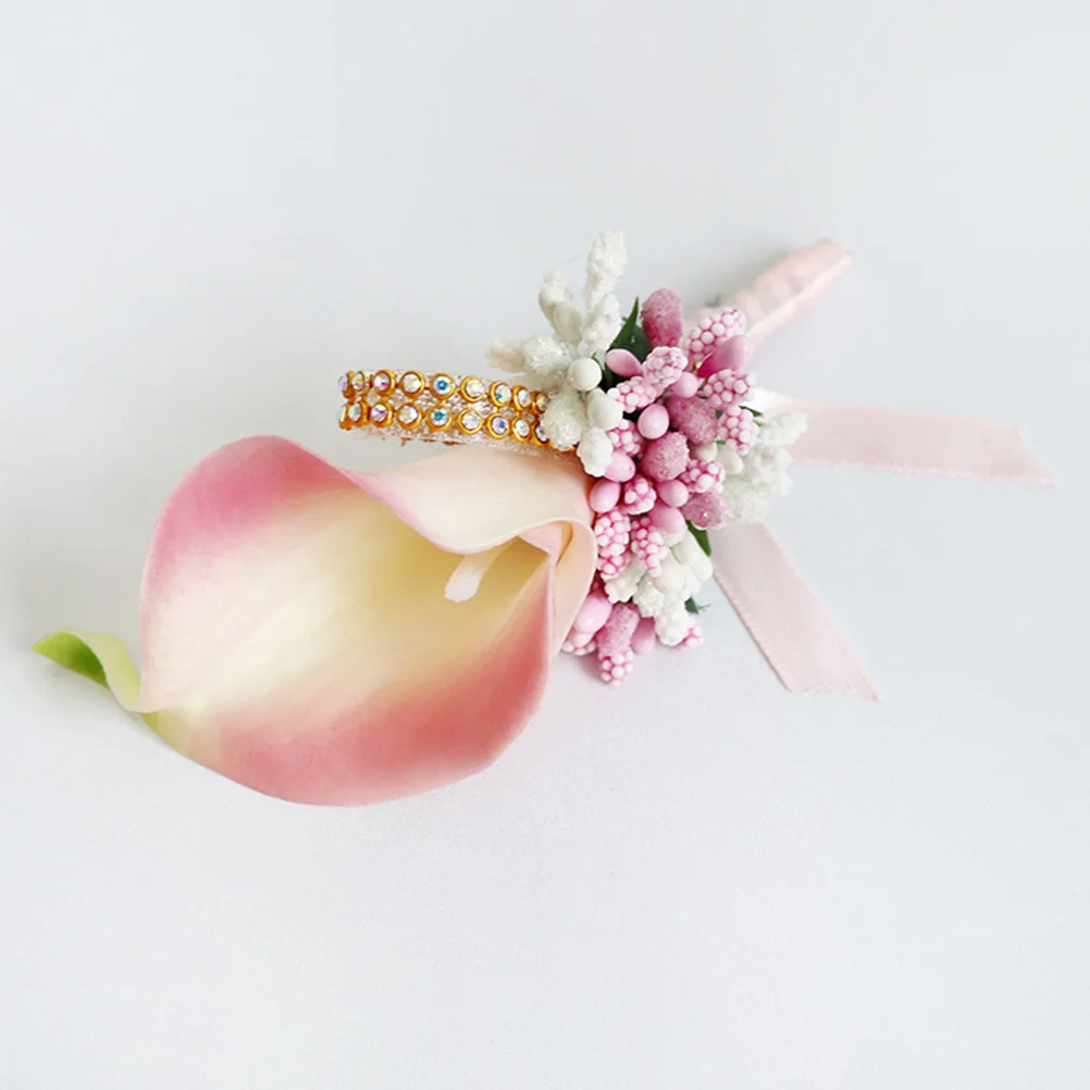 

Artificial Flower Brooch Pin Rhinestone Wedding Boutonniere For Bride Bridesmaid Flower Girl Prom Party Decoration Simulation