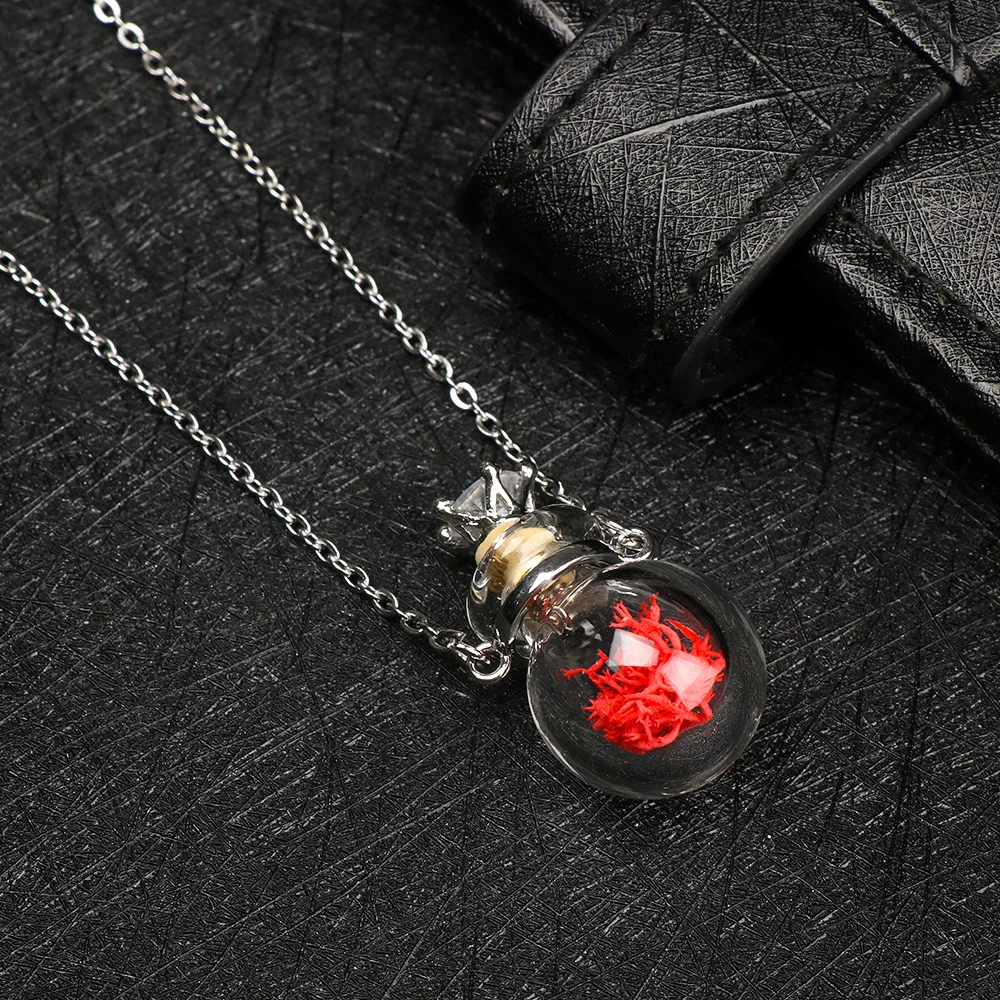 Glaze Vial Necklace Essential Oil Pendant Memorial Perfume Necklace Openable Make Wishes Water Drop Heart Steel Chain Jewellery